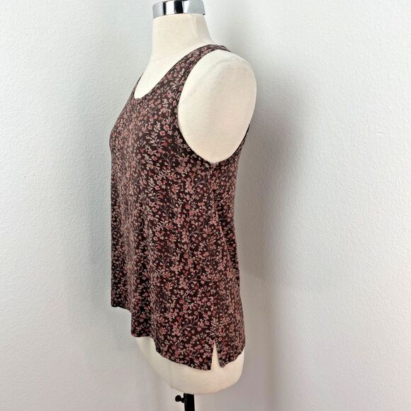 Vintage Y2K Tank Top American Eagle Outfitter Small Brown Calico Print Knit Boho - Picture 4 of 10